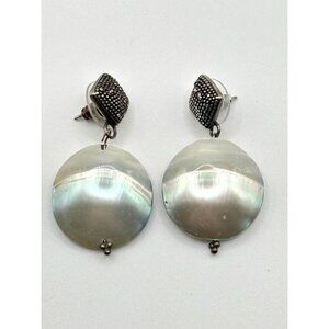 925 Sterling Silver & Mother Of Pearl Dangle Earrings